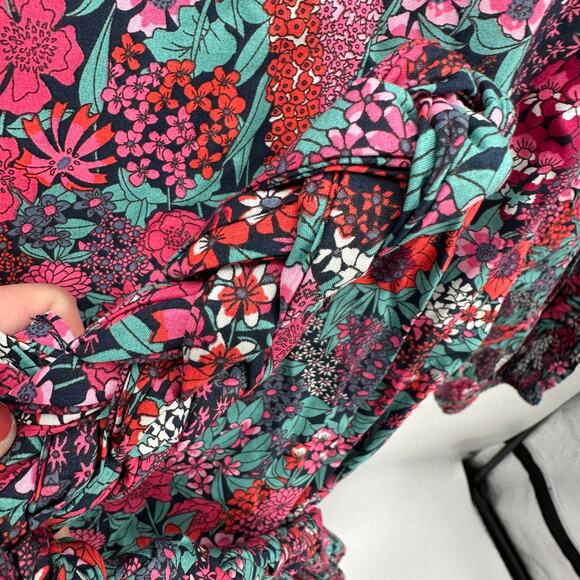 EVEREVE NWT Sutton Cotton Tie Waist Long Sleeve Floral Dress // M - Picture 10 of 16